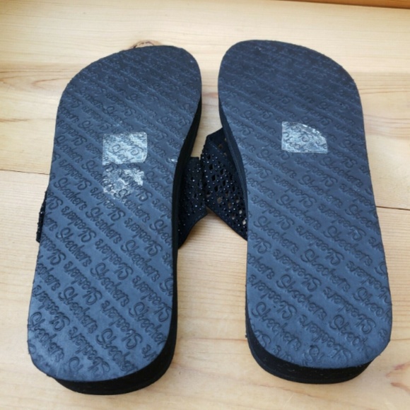 Skechers 9 Yoga Foam Flip Flop Wedge Rhinestone - Picture 6 of 7